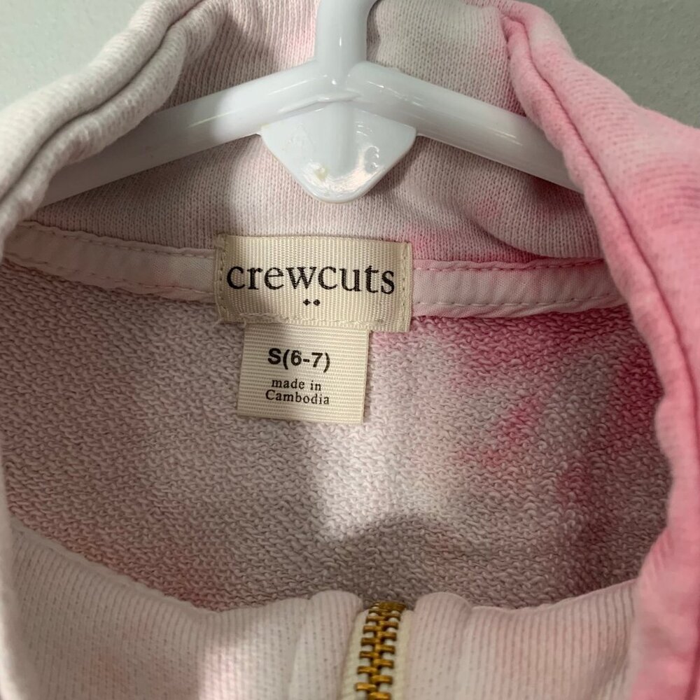 5/$25 Crewcuts Girls Pink Tie Dye Quarter Zip Sweatshirt Mock Neck Size S 6-7 - Picture 4 of 5